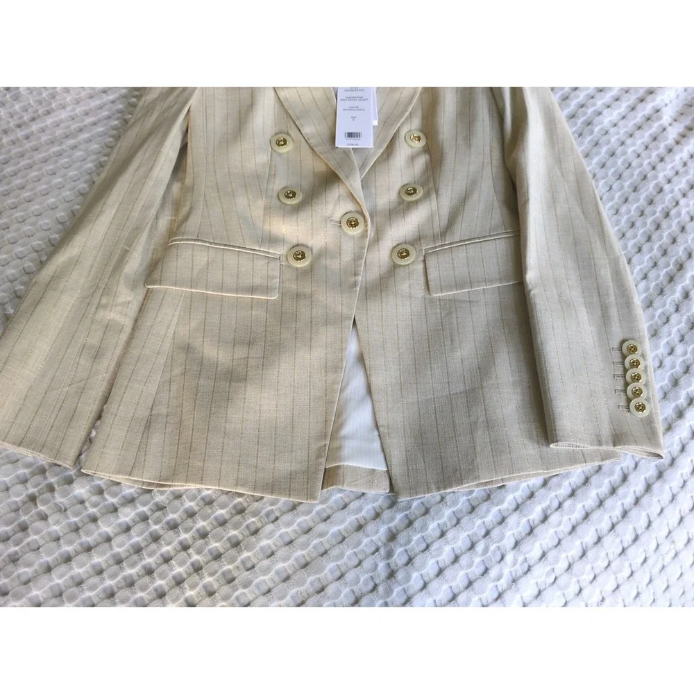 Veronica Beard Gaya Dickey Jacket Natural Gold Size 0 Business Career Metallic - Picture 3 of 15